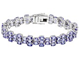 Pre-Owned Blue Tanzanite Rhodium Over Sterling Silver Tennis Bracelet 17.00ctw