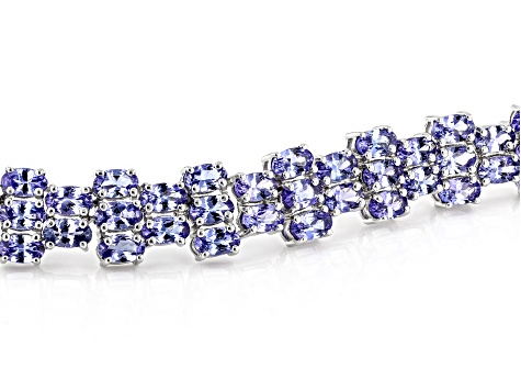 Pre-Owned Blue Tanzanite Rhodium Over Sterling Silver Tennis Bracelet 17.00ctw