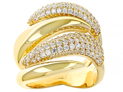Pre-Owned White Cubic Zirconia 18k Yellow Gold Over Sterling Silver Ring 0.95ctw