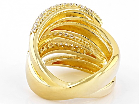 Pre-Owned White Cubic Zirconia 18k Yellow Gold Over Sterling Silver Ring 0.95ctw