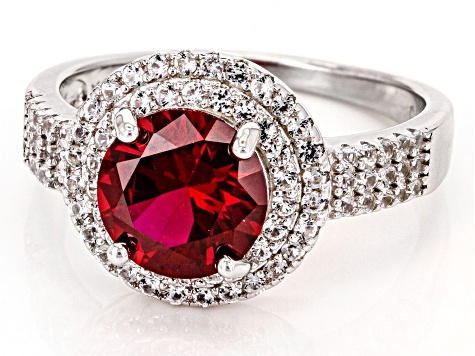 Pre-Owned Lab Created Ruby Rhodium Over Sterling Silver Ring 2.67ctw