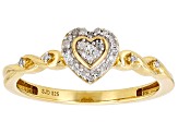 Pre-Owned White Diamond 14k Yellow Gold Over Sterling Silver Cluster Heart Ring 0.10ctw