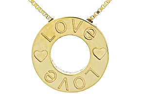 Pre-Owned 10k Yellow Gold Sliding Reversible Love Circle Pendant Box Link 20 Inch Necklace