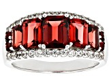 Pre-Owned Red Garnet Rhodium Over Sterling Silver Ring 3.70ctw