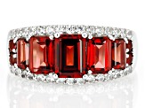 Pre-Owned Red Garnet Rhodium Over Sterling Silver Ring 3.70ctw