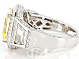 Pre-Owned Yellow And White Cubic Zirconia Rhodium Over Sterling Silver Ring (4.88ctw DEW)