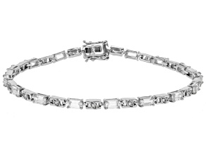 Pre-Owned White Zircon Rhodium Over Sterling Silver Bracelet 5.56ctw