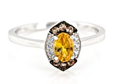 Pre-Owned Orange Spessartite Rhodium Over Sterling Silver Ring 0.67ctw