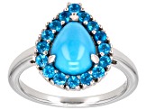 Pre-Owned Blue Sleeping Beauty Turquoise Rhodium Over Sterling Silver Ring 0.44ctw
