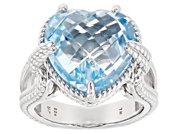 Picture of Pre-Owned Judith Ripka Sky Blue Topaz Rhodium Over Sterling Silver Solitaire Amelia Ring