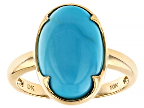 Pre-Owned Blue Sleeping Beauty Turquoise 10k Yellow Gold Ring