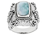 Pre-Owned Blue Larimar Silver Hammered Ring