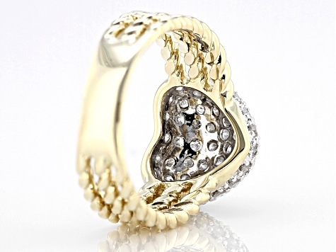 Pre-Owned White Diamond 10k Yellow Gold Cluster Heart Ring 1.00ctw