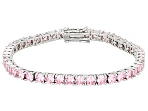 Pre-Owned Pink Cubic Zirconia Rhodium Over Brass Tennis Bracelet 13.63ctw