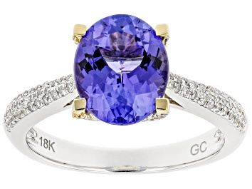 Picture of Pre-Owned Blue Tanzanite Rhodium Over 18K White Gold Two-Tone Ring 3.04ctw