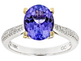 Pre-Owned Blue Tanzanite Rhodium Over 18K White Gold Two-Tone Ring 3.04ctw