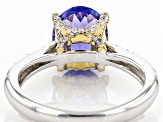 Pre-Owned Blue Tanzanite Rhodium Over 18K White Gold Two-Tone Ring 3.04ctw