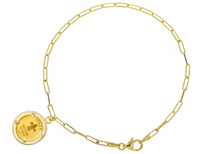 Pre-Owned 24k Yellow Gold Florence Lily Ingot on 10k Yellow Gold Paperclip Chain Bracelet