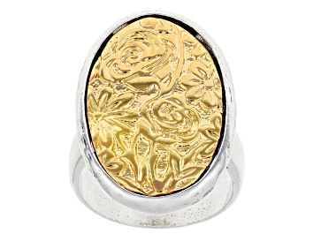 Picture of Pre-Owned Sterling Silver & 14K Yellow Gold Over Sterling Silver Rose Garden Design Ring