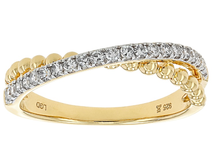 Pre-Owned White Lab-Grown Diamond H SI 14K Yellow Gold Over Sterling Silver Ring 0.25ctw