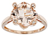 Pre-Owned Morganite With White Diamond 14k Rose Gold Ring.
