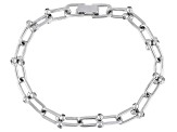 Pre-Owned White Cubic Zirconia Rhodium Over Sterling Silver Stirrup Link Bracelet 2.28ctw