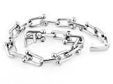 Pre-Owned White Cubic Zirconia Rhodium Over Sterling Silver Stirrup Link Bracelet 2.28ctw