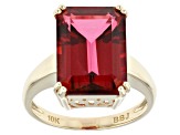 Pre-Owned Red Peony Color Topaz 10k Yellow Gold Solitaire Ring 7.52ct