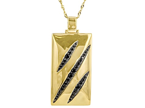 Pre-Owned Black Spinel 18k Yellow Gold Over Silver Pendant with Chain 1.56ctw