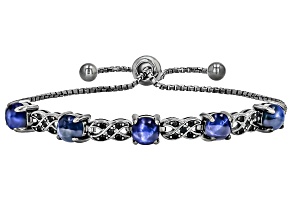 Pre-Owned Star Sapphire Rhodium Over Sterling Silver Bolo Bracelet 0.17ctw