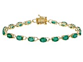 Pre-Owned Green Zambian Emerald 14k Yellow Gold Bracelet 6.36ctw