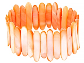 Pre-Owned Orange Mother-Of-Pearl Stretch Bracelet