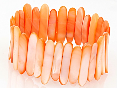 Pre-Owned Orange Mother-Of-Pearl Stretch Bracelet