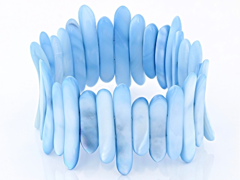 Pre-Owned Blue Mother-Of-Pearl Stretch Bracelet