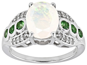 Pre-Owned White Ethiopian Opal Rhodium Over Sterling Silver Ring 1.84ctw