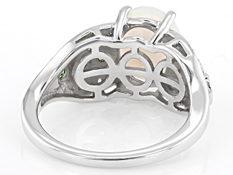Pre-Owned White Ethiopian Opal Rhodium Over Sterling Silver Ring 1.84ctw