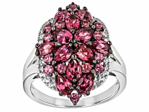 Pre-Owned Blush Garnet Rhodium Over Sterling Silver Ring 3.29ctw