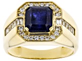 Pre-Owned Blue Mahaleo® Sapphire 10k Yellow Gold Men's Ring 4.02ctw