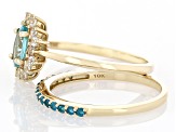 Pre-Owned Blue Apatite 10k Yellow Gold Ring Set Of 2 1.34ctw