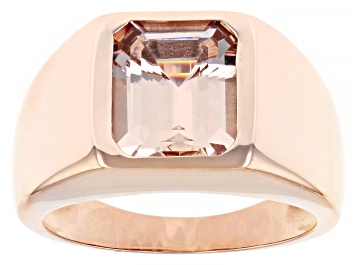 Picture of Pre-Owned Peach Morganite 10k Rose Gold Men's Ring 3.50ct