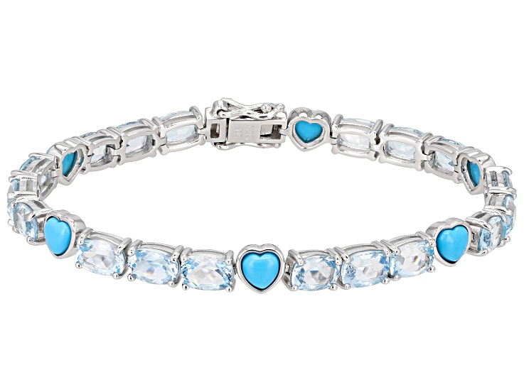 Pre-Owned Sky Blue Topaz Rhodium Over Sterling Silver Bracelet 18.00ctw