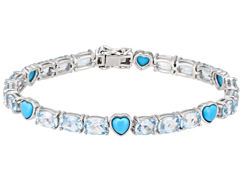Pre-Owned Sky Blue Topaz Rhodium Over Sterling Silver Bracelet 18.00ctw