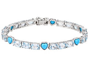 Pre-Owned Sky Blue Topaz Rhodium Over Sterling Silver Bracelet 18.00ctw