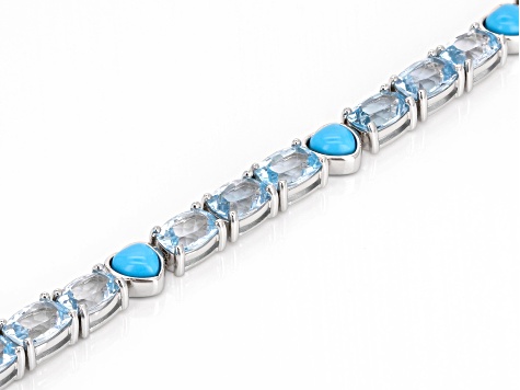 Pre-Owned Sky Blue Topaz Rhodium Over Sterling Silver Bracelet 18.00ctw