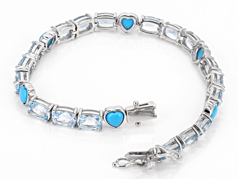 Pre-Owned Sky Blue Topaz Rhodium Over Sterling Silver Bracelet 18.00ctw