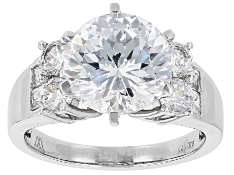 Pre-Owned White Cubic Zirconia Rhodium Over Silver Scintillant Cut® Ring 7.26ctw