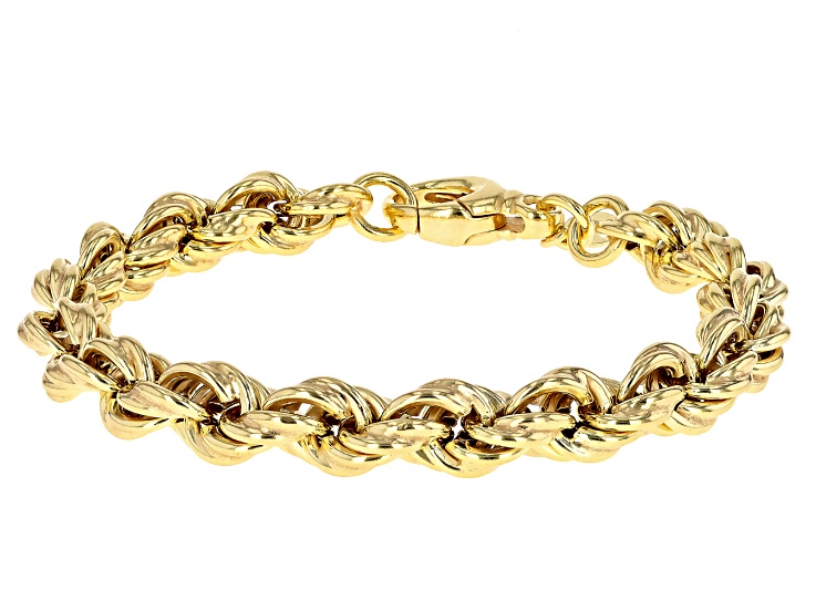Pre-Owned 18k Yellow Gold Over Sterling Silver 8mm Rope Link Bracelet