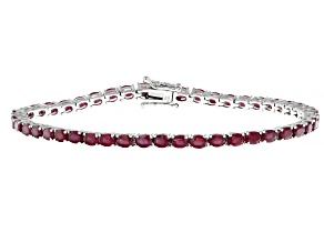 Pre-Owned Red Mahaleo® Ruby Platinum Over Sterling Silver Tennis Bracelet 10.10ctw