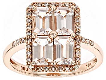 Picture of Pre-Owned Morganite With Champagne Diamond 10k Rose Gold Ring 1.67ctw