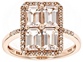 Pre-Owned Morganite With Champagne Diamond 10k Rose Gold Ring 1.67ctw